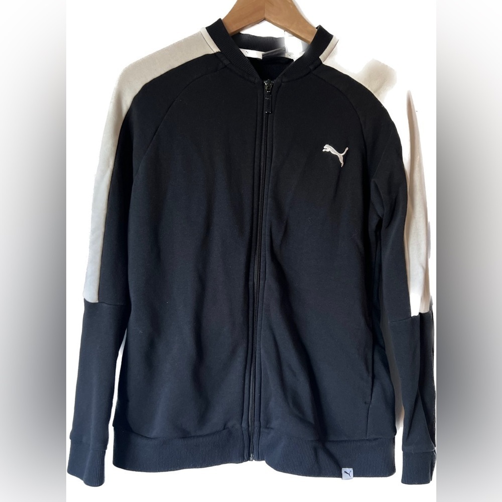 Puma Jacket Womens Large Black Full Zip Long Sleeve